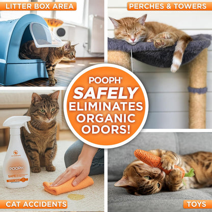 POOPH Kitty Odor Eliminator Spray 32oz Fragrance Free Cat Odor Remover for Urine Poop Pee Litter Box Deodorizer for Furniture Bedding and Carpet
