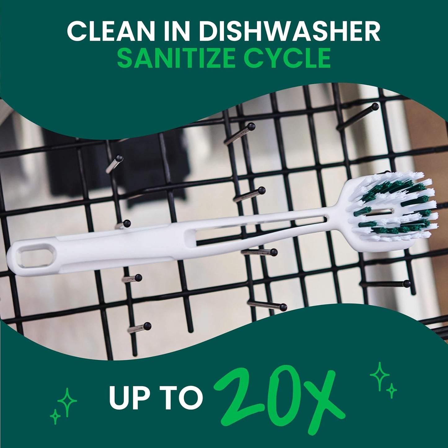 Scotch-Brite Handy Brush, Small and Durable Dish Brush with Handle for Scrubbing Hard-to-Reach Cookware, Tubs, Sinks, Car Tires, and More without Scratching, Antimicrobial, and Rinses Clean