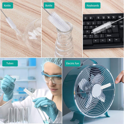 CiaraQ Bottle Cleaning Brushes, 8 Inch Nylon Tube Brush Set, Cleaner for Narrow Neck Bottles Cups with Hook, Set of 10pcs