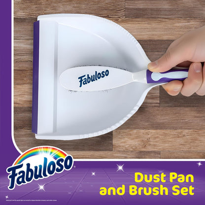 Fabuloso Cleaning Brush with Handle, Compact Handheld Household Scrub Brush for Kitchen, Bathroom, Baseboards, Tile and Floors, Firm Bristles for Indoor Surface Cleaning, White and Purple, 5.5 Inch