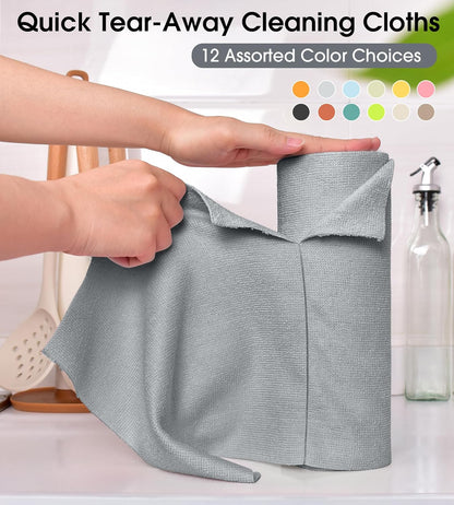 KitchLife Microfiber Cleaning Cloth Roll - Tear-Away Reusable Microfiber Paper Towels, Lint-Free, Washable, 20 Sheets for Kitchen, Car, Dishes, and Sensitive Surfaces (Pink)