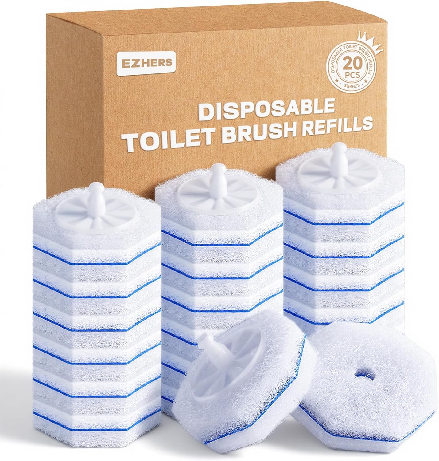 20 Count Toilet Wand Refills for Clorox, 5X Cleaning Power Toilet Bowl Wand Refills & High-Density Disposable Toilet Brush Scrubber - No Falling Apart, Instant Foam for Bathroom Cleaning