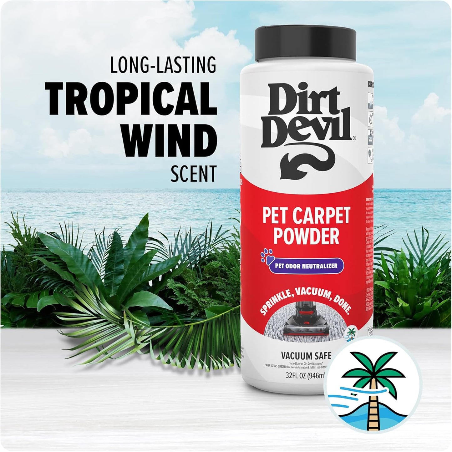 Dirt Devil Carpet Powder, 32 oz, Room Refresher and Odor Eliminator, Spring Meadows Scent, Vacuum Cleaner Safe, For Use on Carpets, Rugs, Upholstery and More, Carpet Freshener Powder for Home Use
