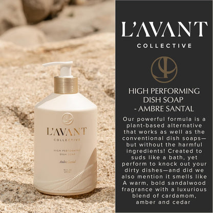 L'AVANT Collective High Performing Dish Soap Refill | Plant-Based Ingredients & High Performing Formula | Notes of Bergamot, Orange Blossom, Amber, Cedar | Blushed Bergamot Scent 32oz