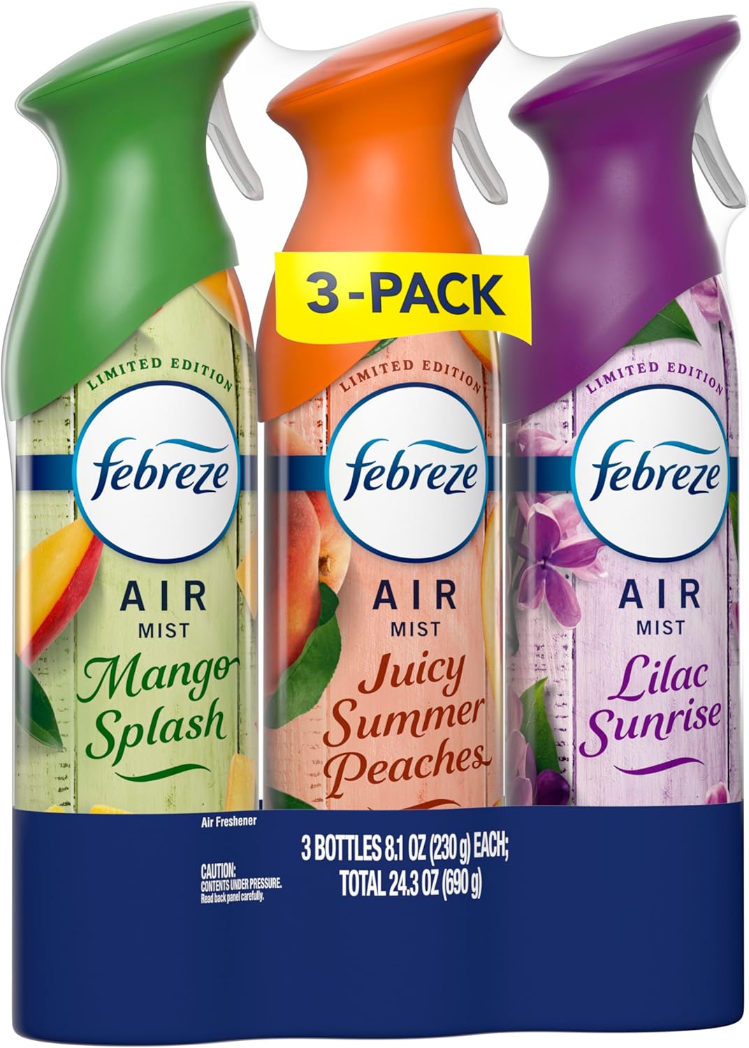 Febreze Air Mist, Air Freshener, Odor Fighting Room Spray, Deodorizer for Home Bathroom Kitchen Office Apartment, Lilac Sunrise, Warm Ocean Breeze, Summer Golden Hour Variety Pack, 8.1oz (Pack of 3)