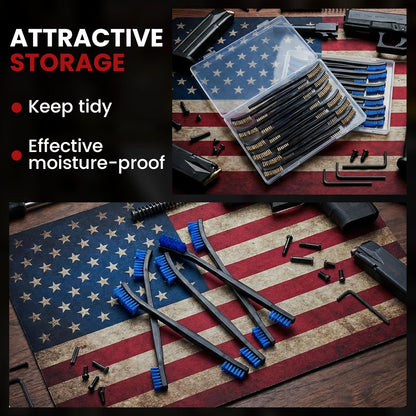 PINGMIC 12 Pack Double-Ended Gun Cleaning Brushes Set - Nylon Brushes with Plastic Handles, All-Purpose Gun Cleaning Supplies Kit for Pistols, Rifles & Metal Parts