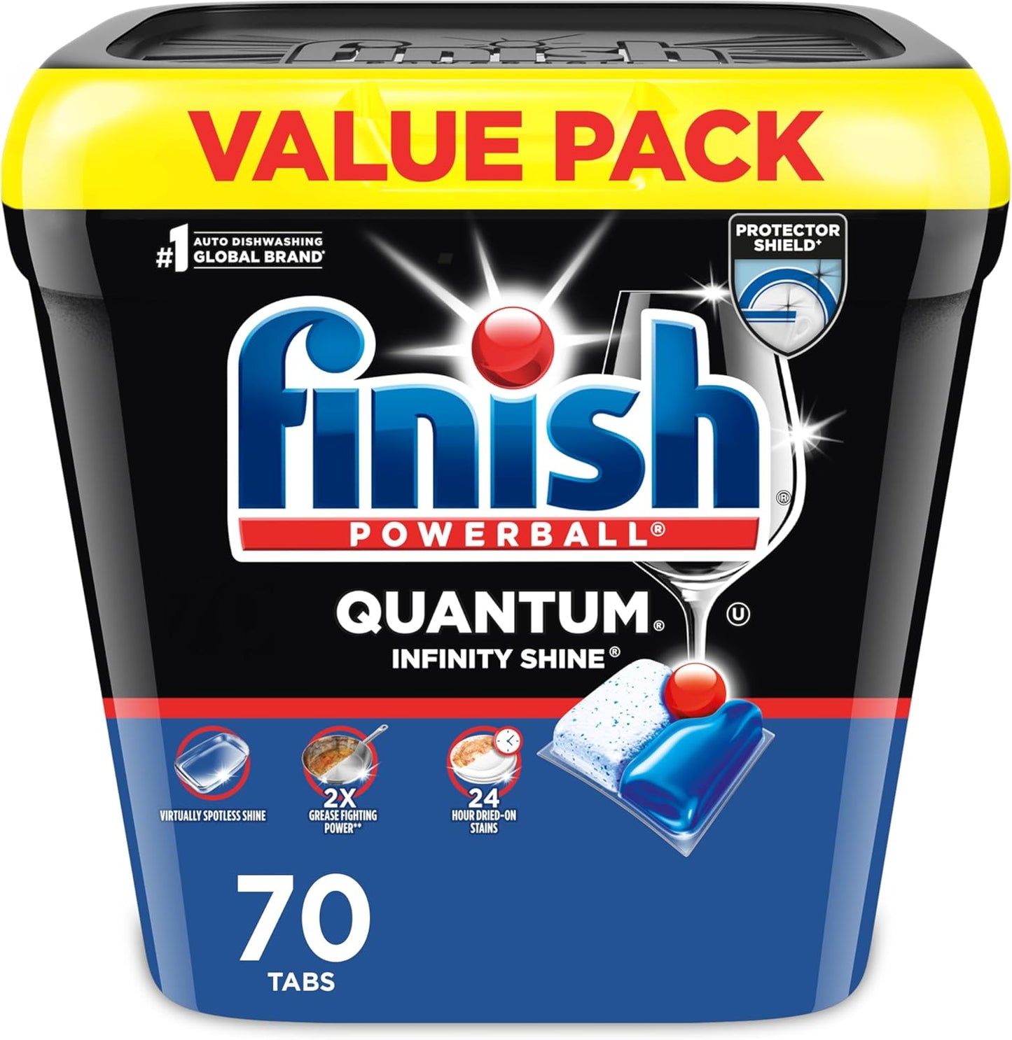 Finish Quantum Dishwasher Pods, No Pre-Rinse Dishwasher Detergent Soap Removes 24HR Dried-On Stain and Grease, Leaving a Virtually Spotless Shine, 84 Count