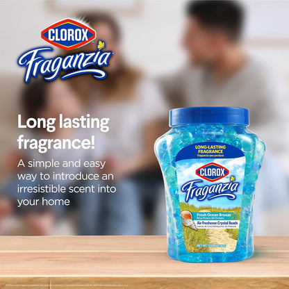 Clorox Fraganzia Crystal Beads Air Freshener, Long Lasting Room Deodorizer and Odor Eliminator Gel Beads to Freshen Home, Car, or Office, Lavender with Eucalyptus Scent, 12 Fl Oz