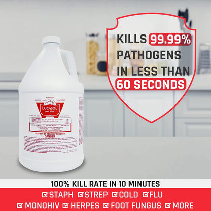 Lucasol One Step Disinfectant, 1 Quart (32 Ounce), All Purpose Cleaner Spray For Hospitals, Barber Supplies, Household Essentials, School, Salons, Household Cleaning And More