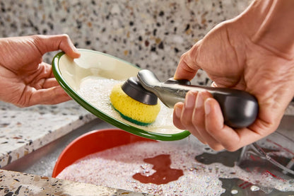 Joseph Joseph SinkTech Dish Brush with Replacement Head and Stainless-Steel Storage Stand Drip Tray