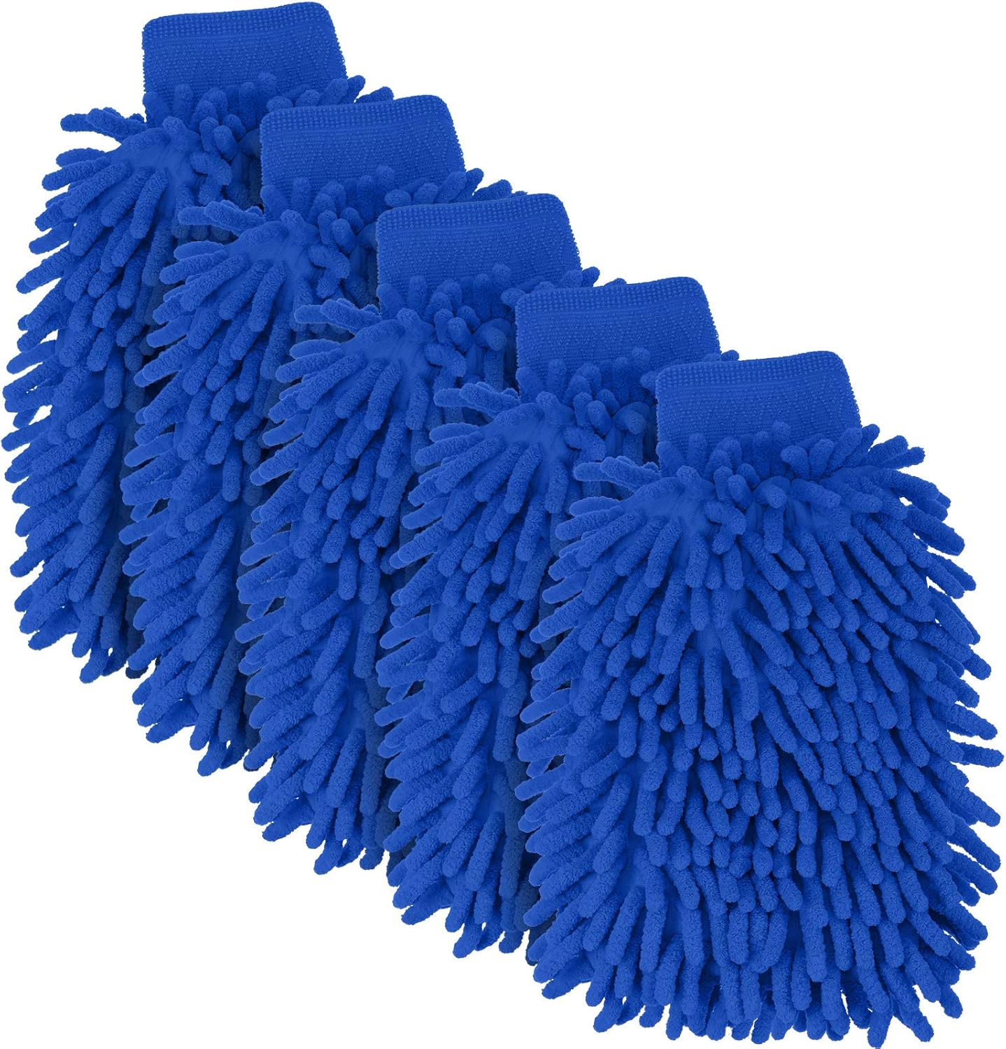 BBTO 5 Pack Car Wash Mitts Scratch Free Premium Chenille Microfiber Mitts 6" x 9" Double Sided Lint-Free Car Wash Gloves for Trucks, SUVs, Motorcycles, and More