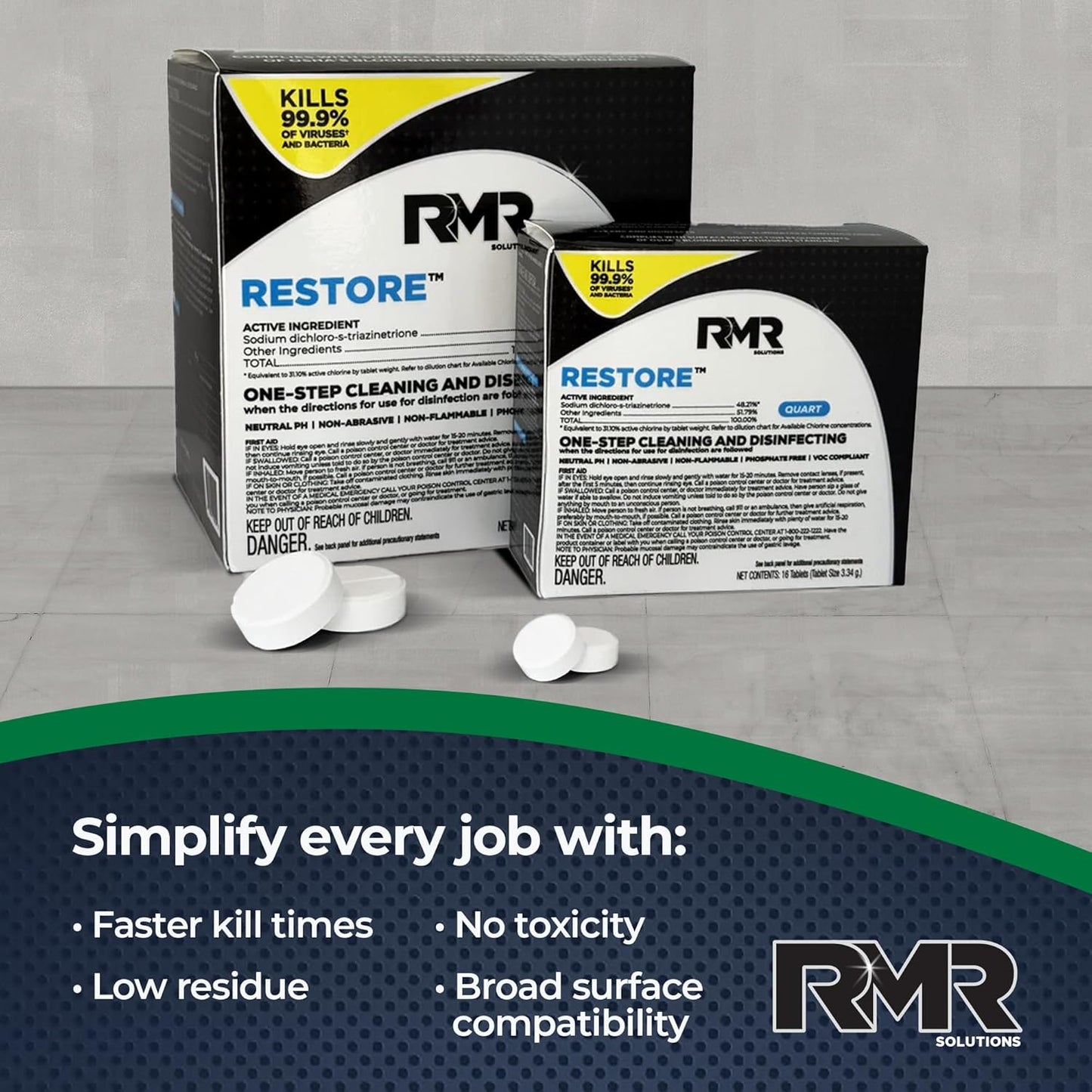 RMR Solutions RESTORE Disinfectant & Cleaner Concentrate, EPA Registered Mold Remover & Antibacterial Cleaning Solution for Kitchen, Bathroom, Floor, Home, Pet Areas, Counter, 3.34g, Makes 16 Quarts