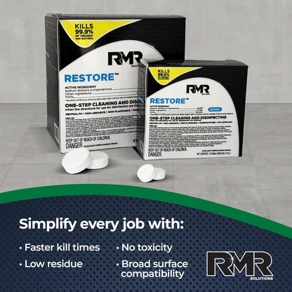 RMR Solutions RESTORE Disinfectant & Cleaner Concentrate, EPA Registered Mold Remover & Antibacterial Cleaning Solution for Kitchen, Bathroom, Floor, Home, Pet Areas, Counter, 3.34g, Makes 16 Quarts