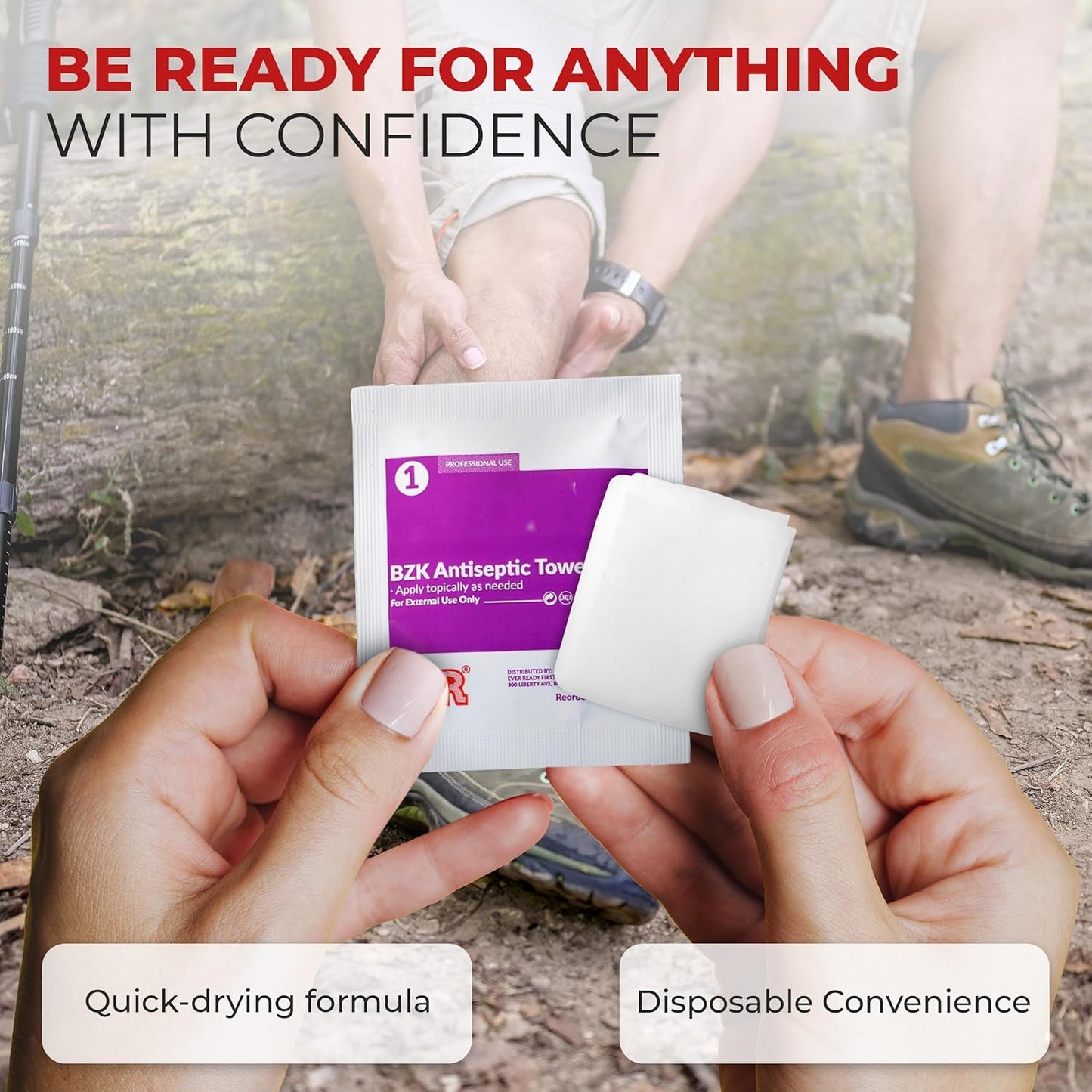 Benzalkonium BZK Wipes [Pack of 100] – 5”x7” Antiseptic Towelettes, First Aid Hand Wipes, Individually Wrapped for Skin Cleansing