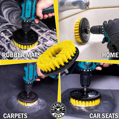 Chemical Guys Foaming Citrus Fabric Clean Drill Brush Kit - High Foaming Stain and Odor Remover, Upholstery, Floor Mat & Car Carpet Cleaner, Deep Cleans & Deodorizes, Citrus Scent - 16 fl oz