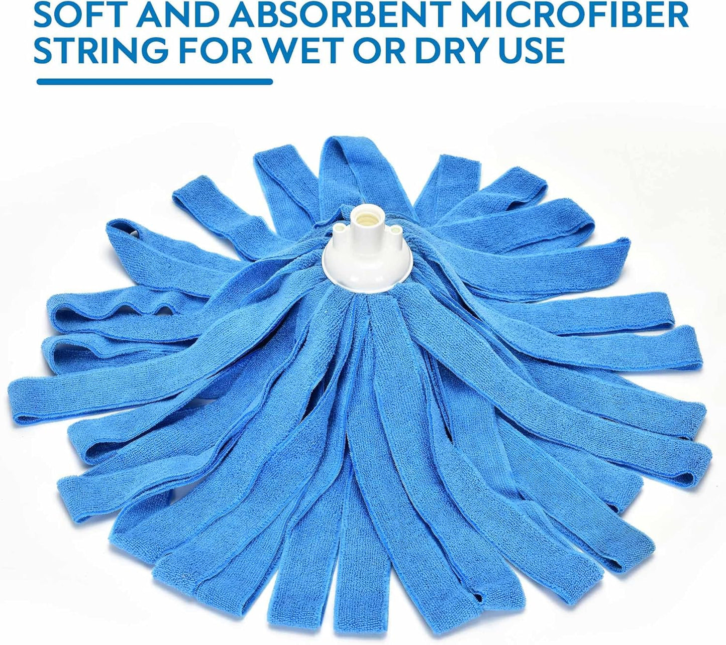 Matthew Microfiber Mop Compatible with Ceda Refill - Commercial Mop Replacement 54" Stainless Steel Handle with 2 Wet Mop Heads w/1 Handle Incl. 2 Pcs Blue Microfiber Cloth