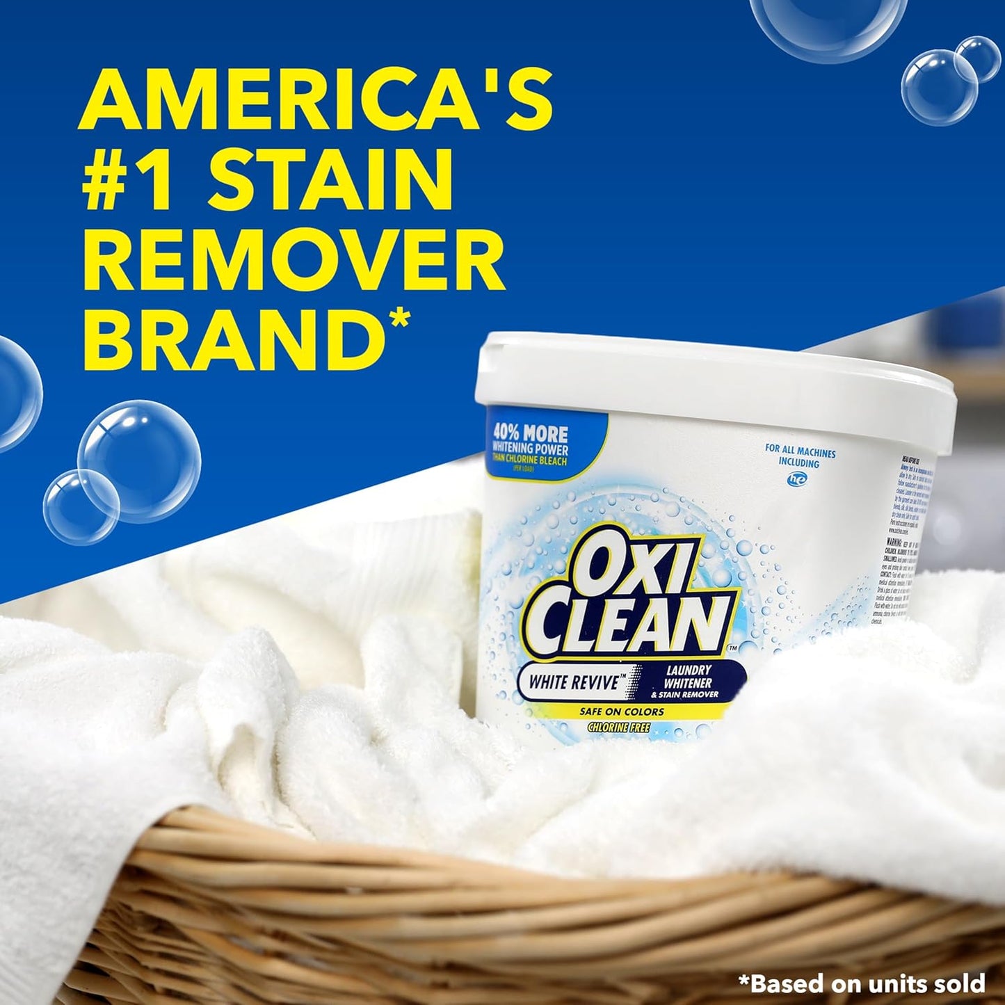 OxiClean White Revive Laundry Whitener and Stain Remover Powder, Alternative to Bleach for Laundry, 5 lb