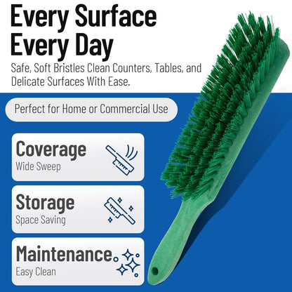 SPARTA Handheld Soft Counter Brush 8 Inch Bristle Span, Multi-Use Dust Brush with 5 Inch Handle for Tables, Countertops, and Delicate Surfaces, Polyester, Orange