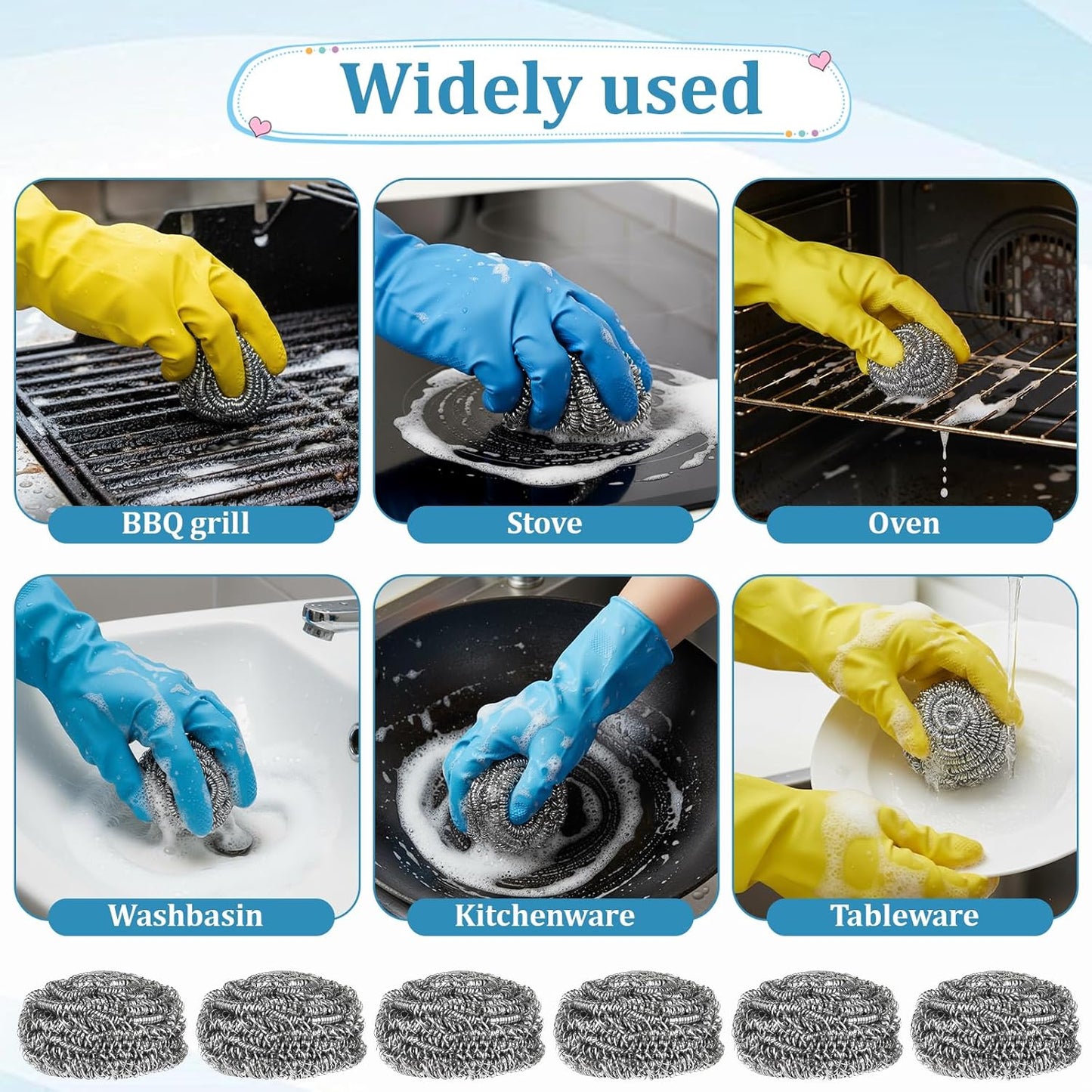 SHENLIU 100 Pieces Steel Wool Scrubber, 15 Gram Metal Scourers Stainless Steel Scrubber Bulk for Cleaning Kitchen Bathroom Household and More