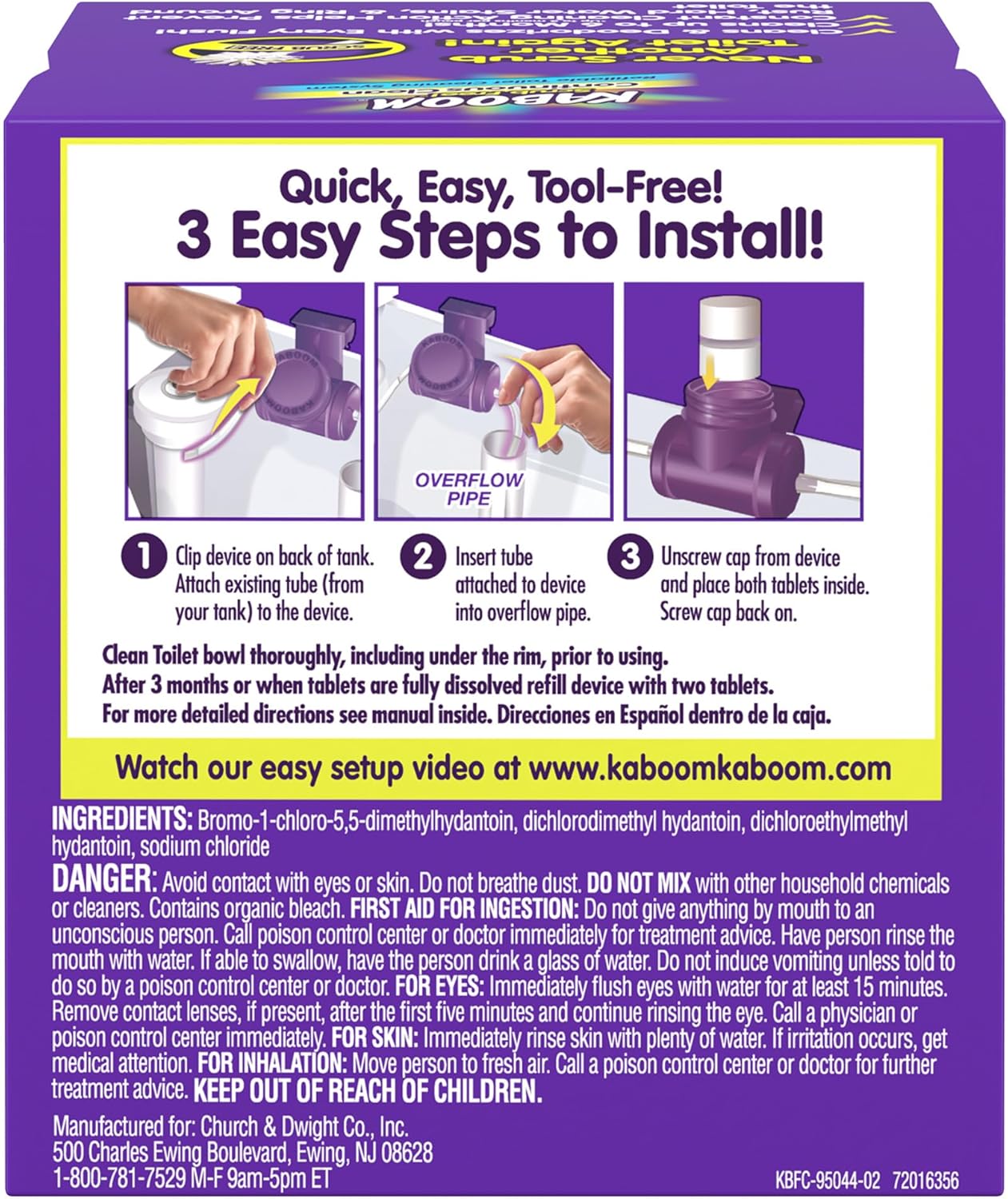 Kaboom Scrub Free! Toilet Bowl Cleaner System with 2 Refills
