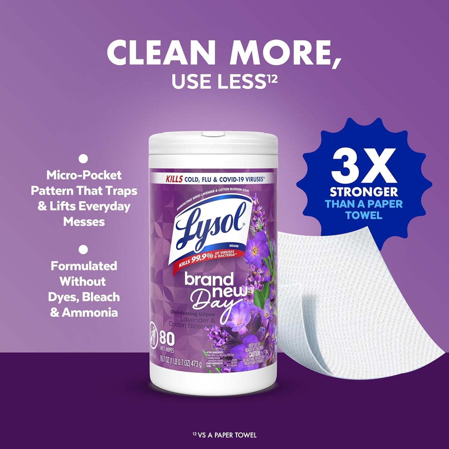 Lysol Disinfectant Wipes, Dorm Room Essentials, Multi-Surface Antibacterial Cleaning Wipes, For Disinfecting and Cleaning, Crisp Linen, 80 Count