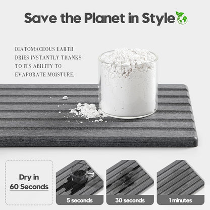 2PCS Water Absorbing Stone Drying Tray Mat for Bathroom Sink & Kitchen Counter Faucet Organizer, Quick Dry Dish Rack Soap Dispenser Sponge Holder, Vanity Sink Caddy Bar Coaster, Ivory White 8“x 4”