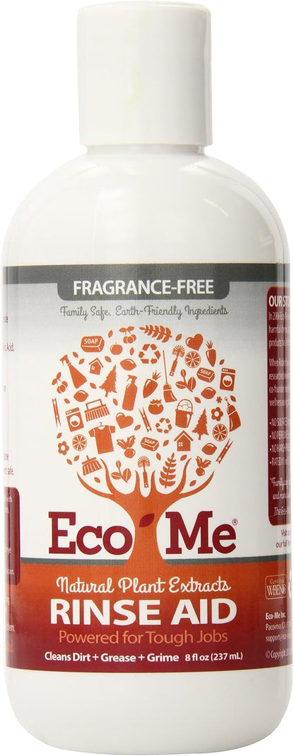 Eco-me Auto Dish Rinse Aid, Clear, Fragrance Free, 8 Fl Oz
