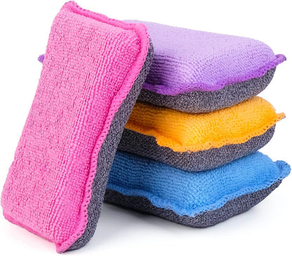 UPSTAR Dish Sponges Kitchen, Microfiber Cleaning Scrubber for Dishwashing, Sink, Basin and Multi-Pupose, Non-Scratch, Size.S Pack of 8