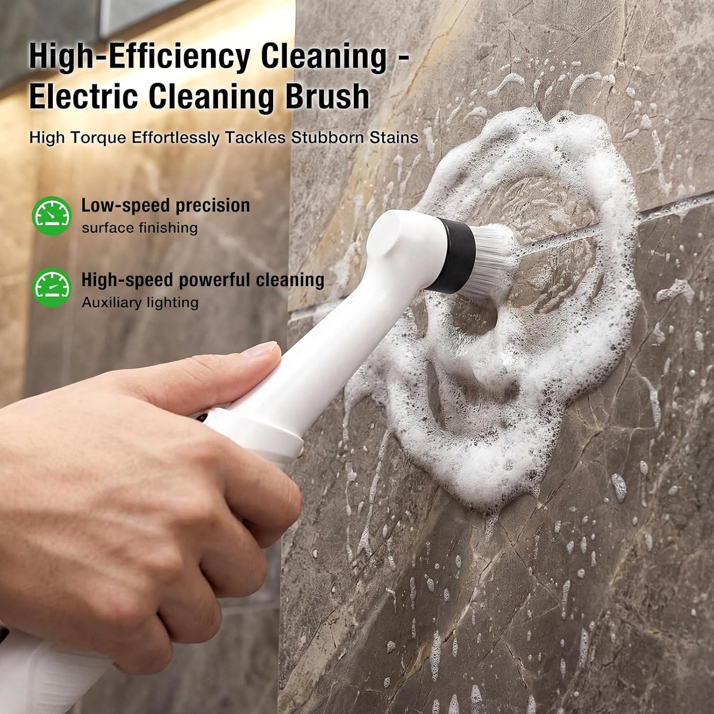 Electric Spin Scrubber, Rechargeable Waterproof Grout Cleaning Brush with 5 Magnetic Heads for Tile Surfaces, Bathroom Crevices, Kitchen & Faucet Corners