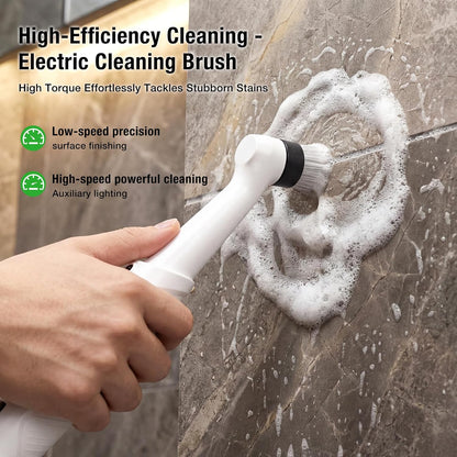 Electric Spin Scrubber, Rechargeable Waterproof Grout Cleaning Brush with 5 Magnetic Heads for Tile Surfaces, Bathroom Crevices, Kitchen & Faucet Corners