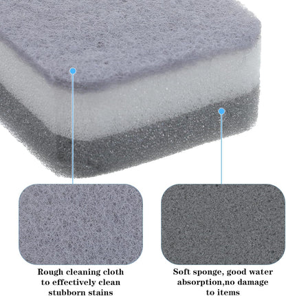 40 Pcs Kitchen Dishwashing Sponge Individually Wrapped Sponges, Bulk Non Scratch Scouring Pad Odor-Free Dish Sponges for Washing Dishes Wipes for Household Cleaning Dishes Travel Apartments, Grey