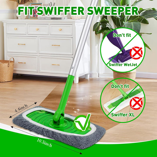 12Pcs Reusable Microfiber Mop Pads Compatible with Sweeper Mops,Dry Sweeping Cloths & Wet Mopping Pads Refills,Washable Mop Pads for Floor Cleaning
