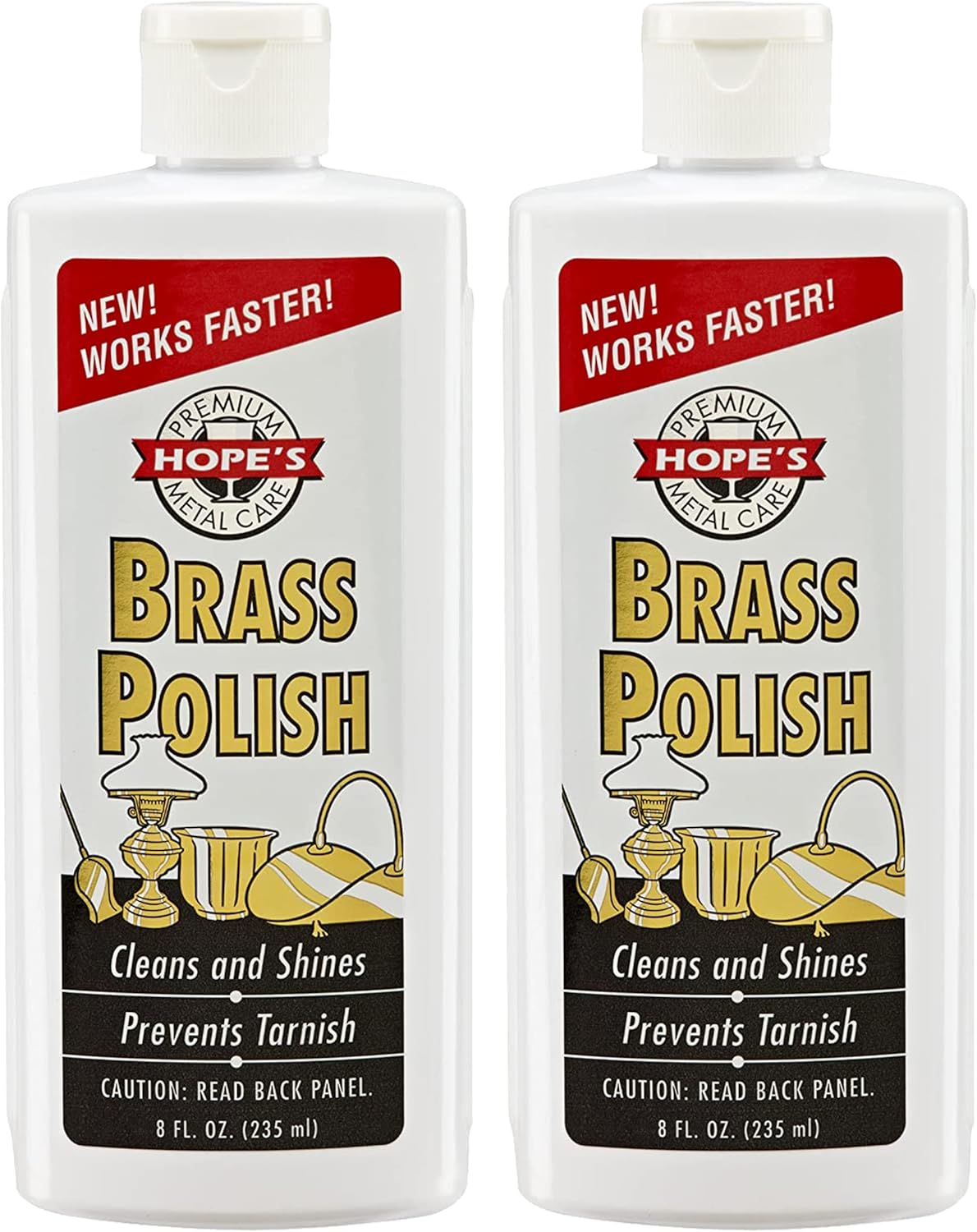 HOPE'S Brass Polish and Cleaner - Protective Tarnish Remover - Great Brass, Copper, Chrome, and Sterling Silver Polish - Polisher for Home Decor, Music Instruments, and Jewelry, 8 Fl Oz, Pack of 1