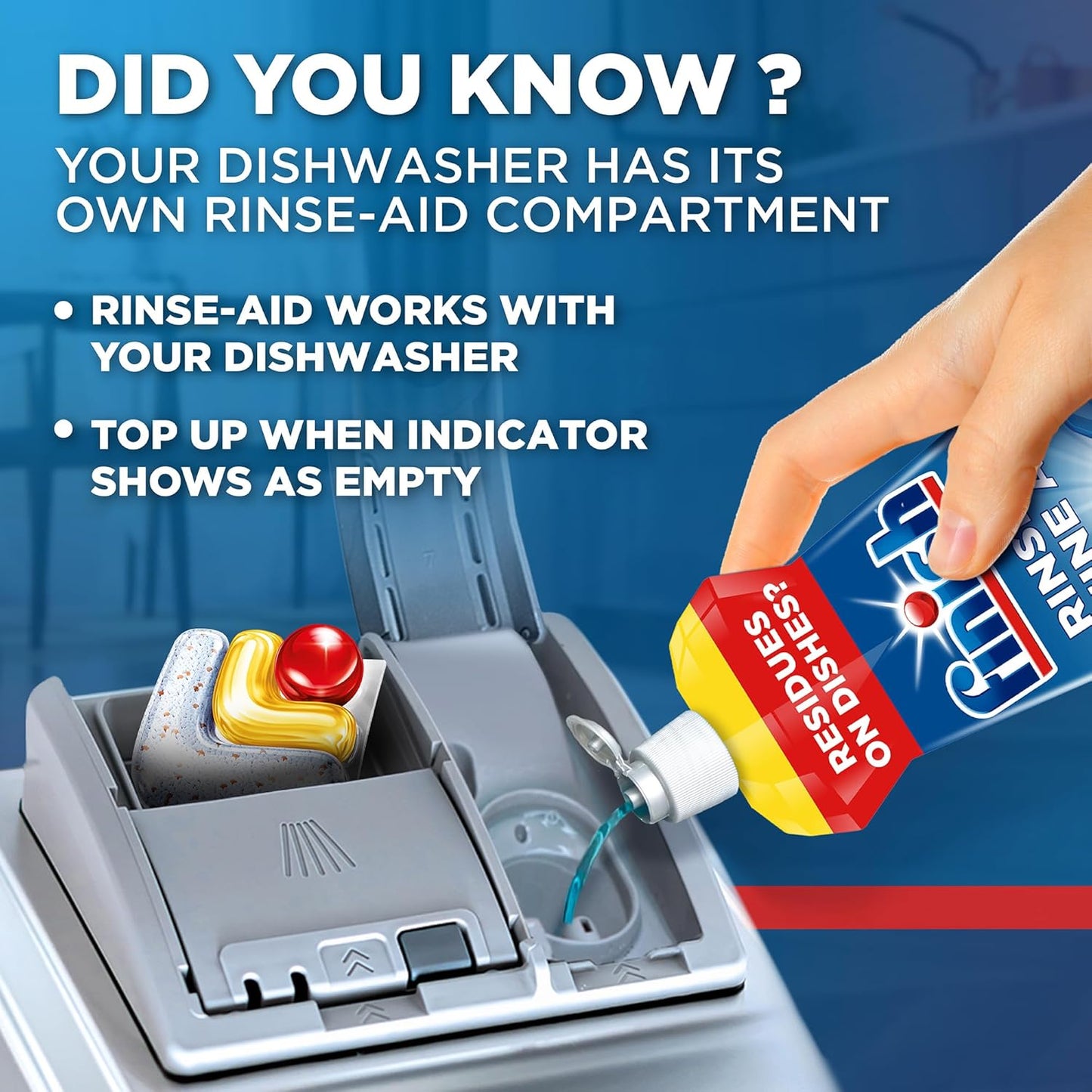 Finish Rinse Aid 100% Better Drying Dishwasher, Lemon Sparkle, 800 ML