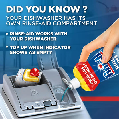 Finish Rinse Aid 100% Better Drying Dishwasher, Lemon Sparkle, 800 ML