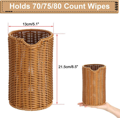 Kokone Woven Wipes Dispenser Compatible for Clorox Lysol, Farmhouse Wipes Canister Holder Cleaning Wipe Dispenser Container, Decorative Rattan Wipes Dispenser Keeper for Kitchen Bathroom Office