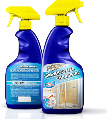 SURF PRO Shower Glass Door Cleaner – Shower Buster Spray for Soap Scum & Hard Water Stains – No Scrub Bathroom Cleaner for Glass, Tile, Chrome, Ceramic, RV and Septic Safe (500ml / 16.9oz)