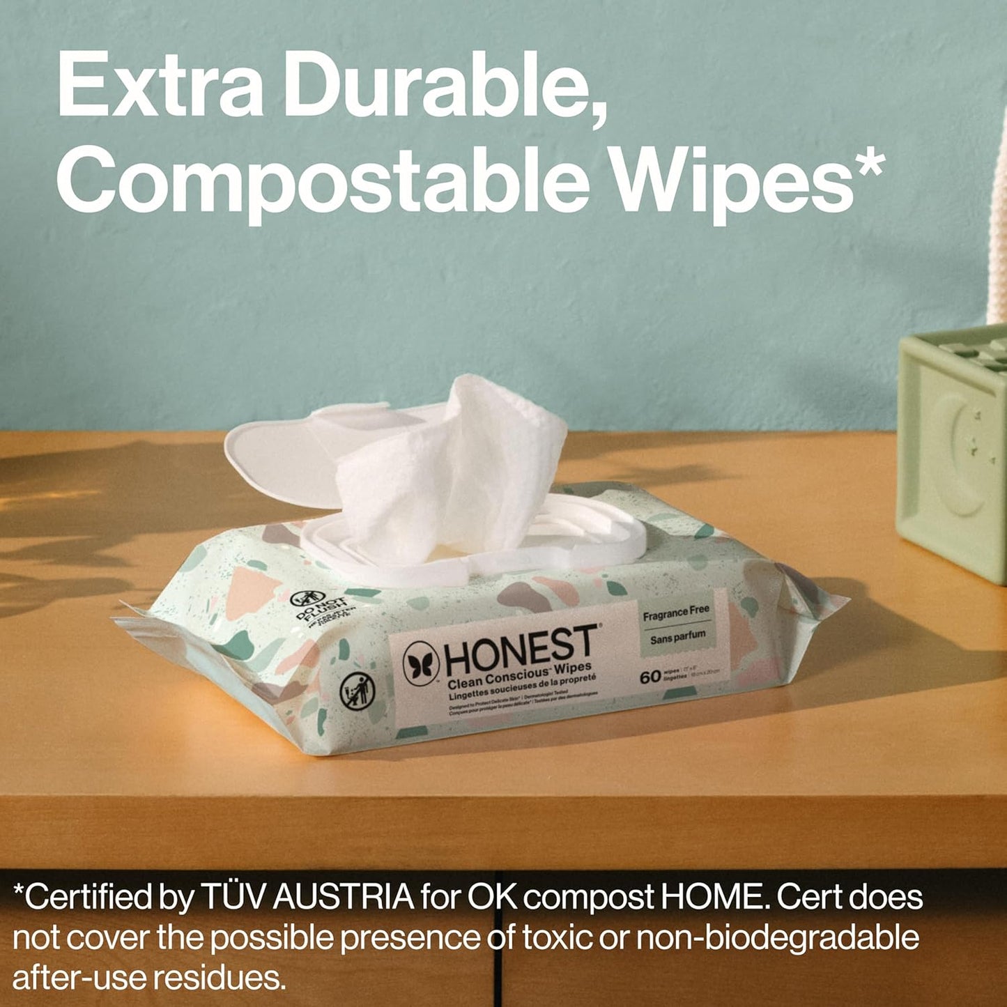 The Honest Company Hypoallergenic Multi-Use Baby Wipes for Sensitive Baby Skin, Rose Blossom, 60 Count