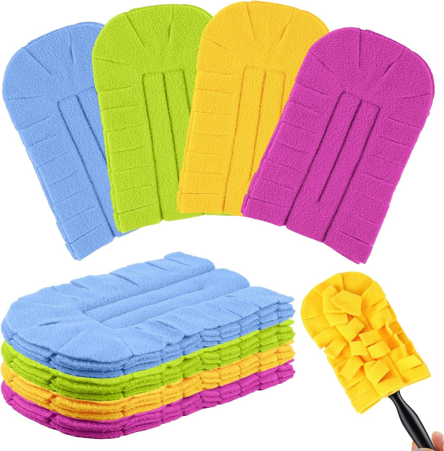 Zubebe 12 Pcs Duster Refill Reusable Fleece Duster Refills Feather Flat Dusters Multi Surface Washable Cleaning Pads Tools for Home, Blinds, Car, Pet, Furniture, Fans (Dark Color)