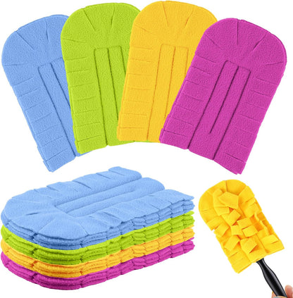 Zubebe 12 Pcs Duster Refill Reusable Fleece Duster Refills Feather Flat Dusters Multi Surface Washable Cleaning Pads Tools for Home, Blinds, Car, Pet, Furniture, Fans (Dark Color)