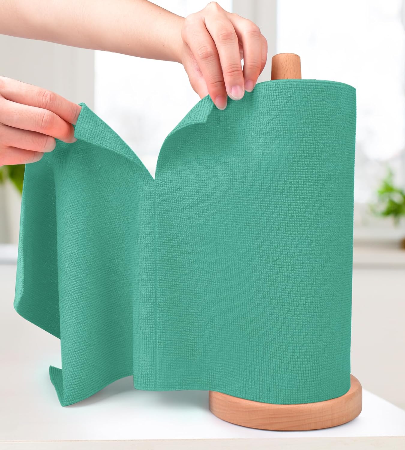 KitchLife Microfiber Cleaning Cloth Roll - Tear-Away Reusable Microfiber Paper Towels, Lint-Free, Washable, 20 Sheets for Kitchen, Car, Dishes, and Sensitive Surfaces (Pink)