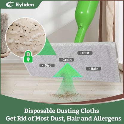 Eyliden Spray Mop for Small Spaces - 360° Swivel Mop with 12 Disposable Cloths, 1 Reusable Pad, 13oz Refillable Bottle | Perfect for Apartments, Dorms & Compact Living