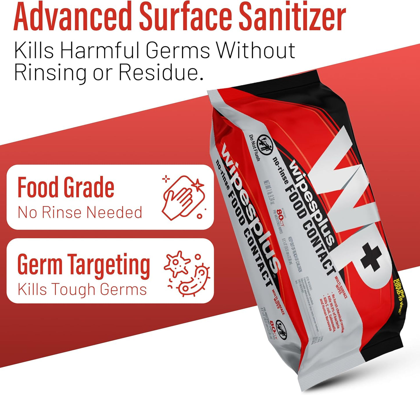 WIPESPLUS Cleaning Wipes All Purpose Food Contact - No Rinse, No Residue, Quick Dry Formula, Disinfecting Wipes For Restaurants, Foodservice, Schools - Canister, 100 Count, (Pack of 12)
