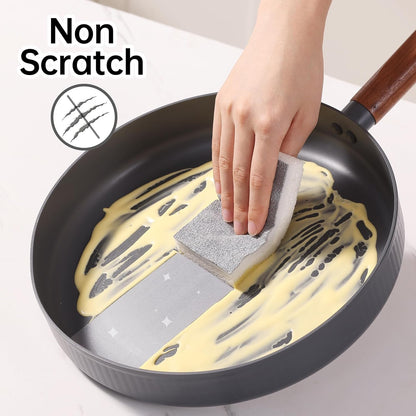 JOYMOOP Textured Clean Sponges, Dual-Sided Non-Scratch Soft Scrub Dish Sponge, Safe for Non-Stick Cookware, Kitchen and Household Cleaning, 12 Pack [Grey & White]