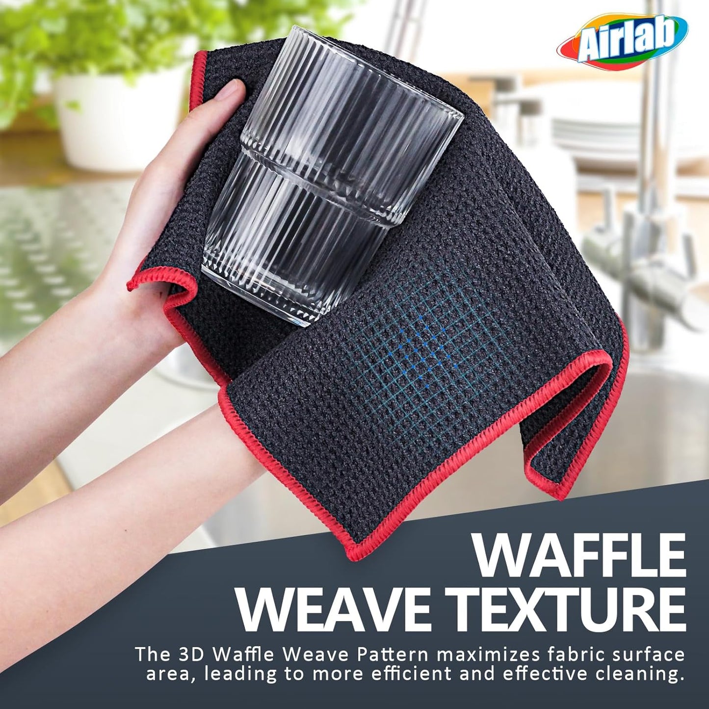 Glass Polishing Cloth Streak Free Miracle Cleaning Cloth Lint Free Microfiber Cleaning Rags for Glasses Kitchen Dish Mirrors Easy Clean, Pack of 6, 12" x 12"