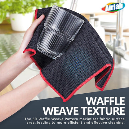 Glass Polishing Cloth Streak Free Miracle Cleaning Cloth Lint Free Microfiber Cleaning Rags for Glasses Kitchen Dish Mirrors Easy Clean, Pack of 6, 12" x 12"