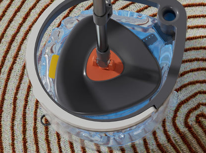 Spin Mop & Tear Drop Bucket Set with 3 Pads - Dual Compartment Design for Clean & Dirty Water, 360° Swivel Mop Head, Built-in Scrubbing Brush, Stainless Steel Handle
