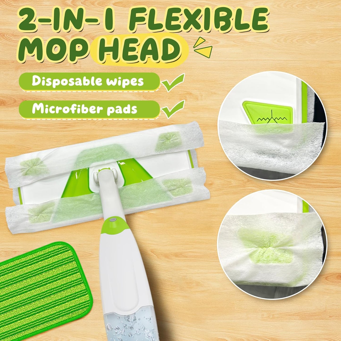 2-Set Toy Mop for Kids - Toddler Real Spray Flat Floor Mop Montessori Cleaning Toy Set, Educational and Fun Gifts for Boys and Girls Ages 4+