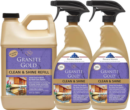 Granite Gold Clean and Shine Spray-Streak-Free Deep Cleaning & Polishing of Granite, Marble, Quartz, 24 Fl Oz (Pack of 1)