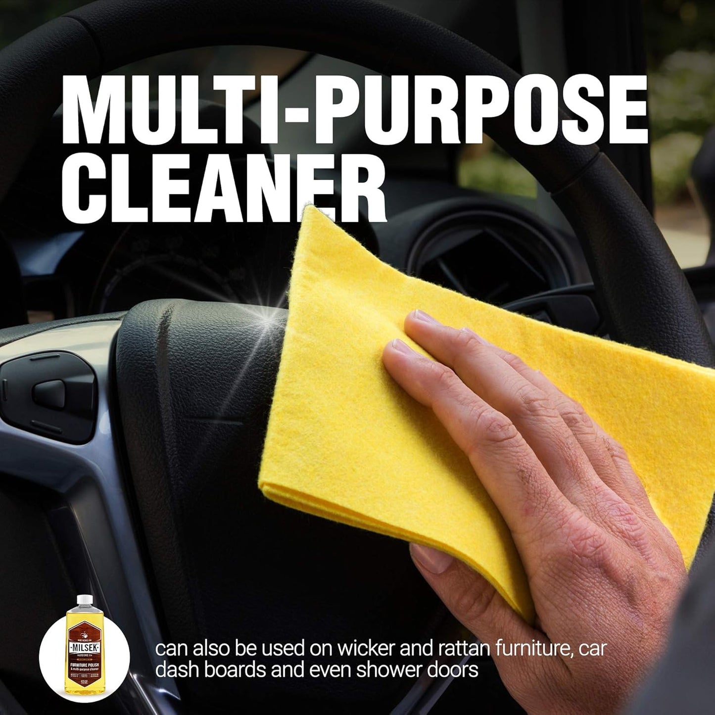 Milsek Furniture Polish and Wood Cleaner with Lemon Oil - Multipurpose Solution for Home Improvement from Hardwood Floors to Kitchen Cabinets - 12 Fl Oz (Pack of 1)